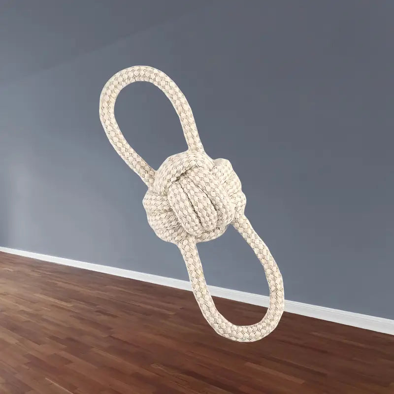 Prirodna lanena igračka za pse Interaktivna igračka sa čvorićima od kukuruzne sačme, namenjena čišćenju zubi i jačanju vilice, pogodna za male, srednje i velike pse svih rasa. 🐾