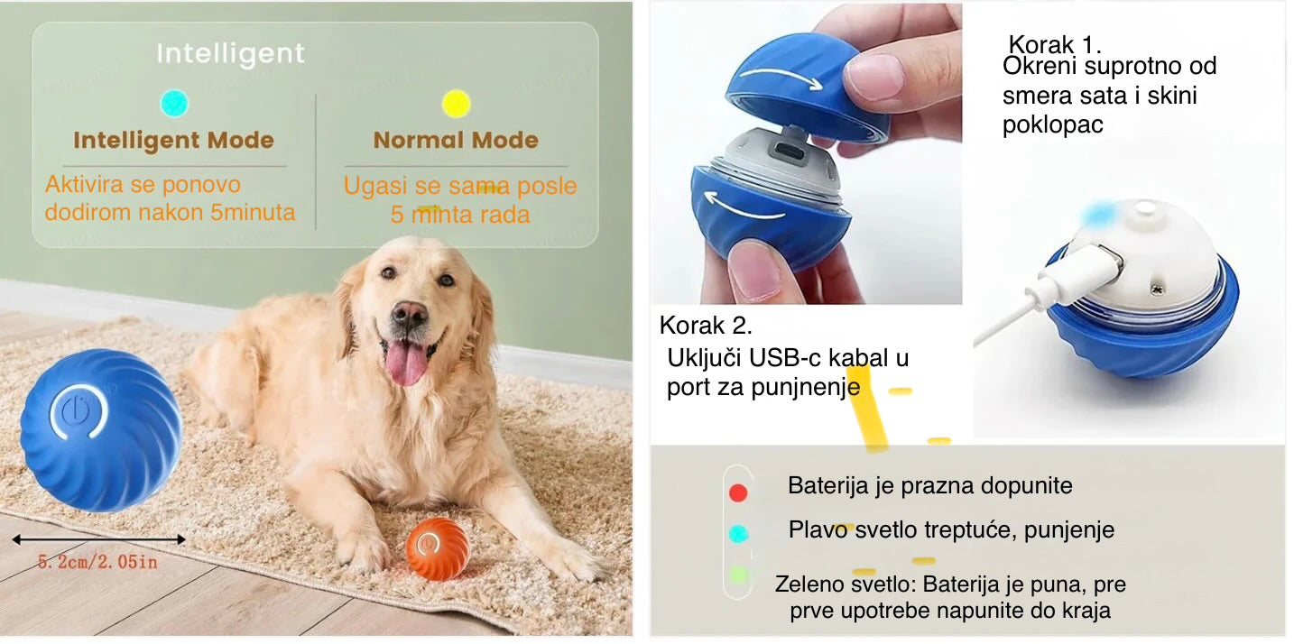 🎾🐾 OGRANIČENA KOLIČINA Pametna lopta koja sama skakuće i pokreće se – savršena zabava za tvog psa! USB punjenje, interaktivna i zabavna, odličan rođendanski poklon za tvog razigranog prijatelja. 🎁🐶