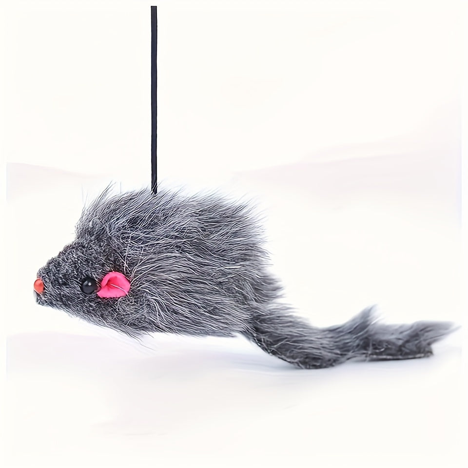 Plush toy mouse with a pink nose on a white background
