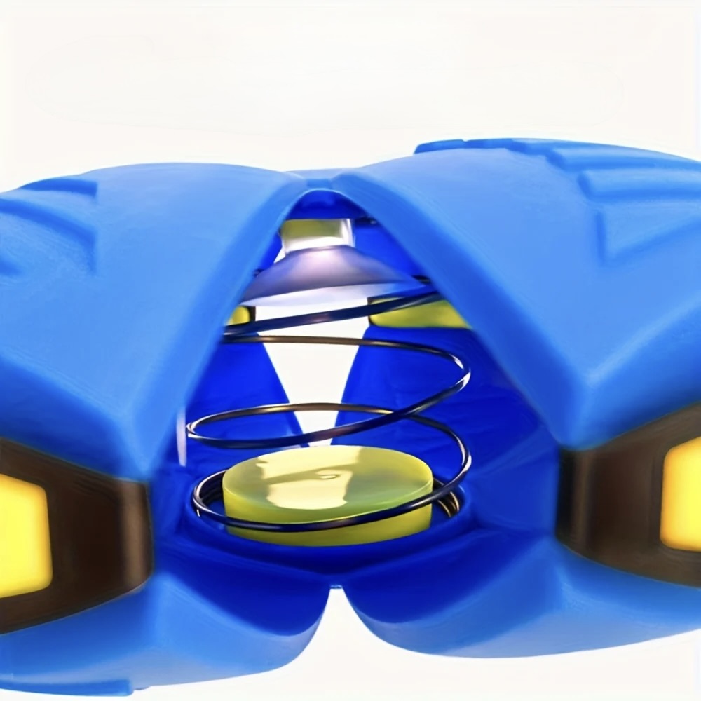 Blue and yellow fidget spinner on a white background